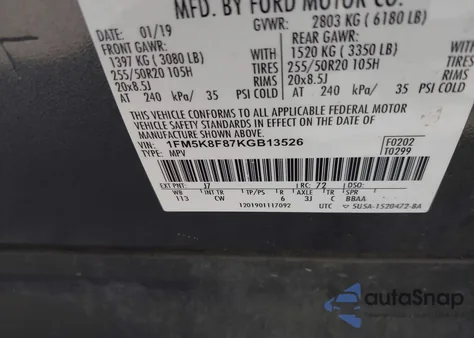 2019 Ford Explorer Limited from USA, damaged, VIN 1FM5K8F87KGB13526